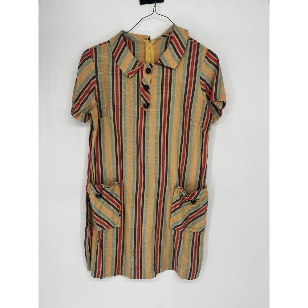 Vintage Women's House Dress Multi Color Peter Pan Collar Front Pockets No Size - Picture 1 of 3